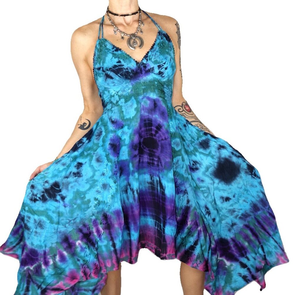 Beautiful tie dye Tatiana Hippie Dress C2
